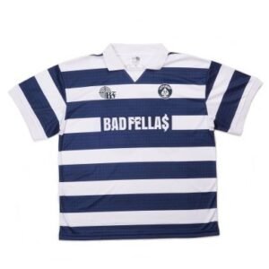 Inverse Club - HECTOR Jersey Bola Bad Fellas T-Shirt White Navy Stripes